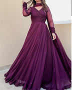 SOLID PEACH LONG FLAIR DOUBLE LAYERED ANARKALI WITH DUPATTA